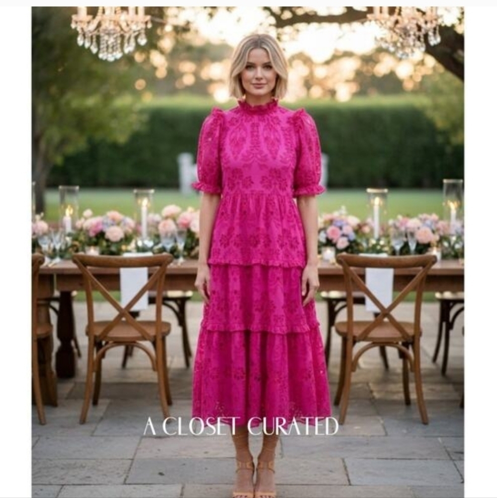 NWT GENERATION LOVE BIRDIE EMBROIDERED PINK EYELET MAXIDRESS SMALL